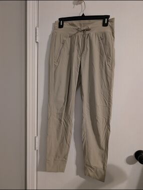 Athleta Light Beige Track Joggers with Drawstring Waist